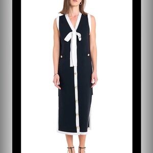 English Factory Navy and White Knit Dress